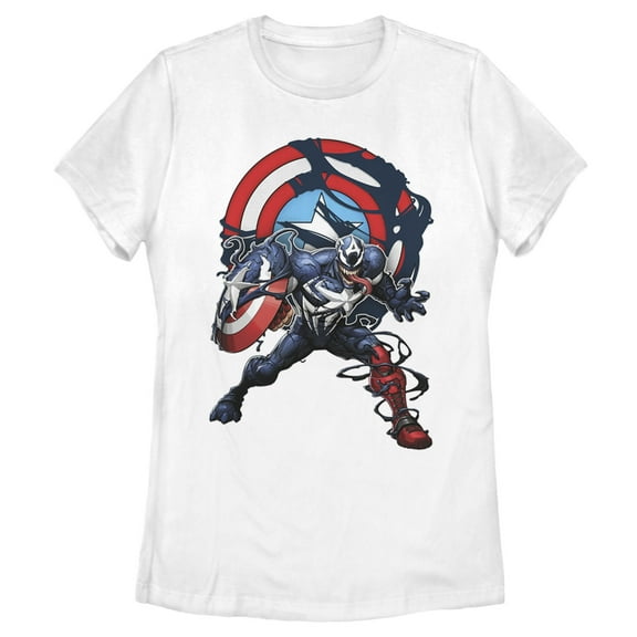 Women's Marvel Captain Venom Shield Logo Graphic Tee White Medium