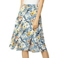 thumbnail image 3 of Allegra K Women's High Waisted Split Hem A-Line Floral Skirts, 3 of 7