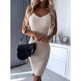 thumbnail image 3 of 2pcs Suit Women's Solid Stripe Long-sleeved Top And Tight Suspender Skirt Fashion Autumn Winter Slim Clothing, 3 of 10