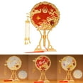 thumbnail image 3 of Wedding Fan Bride Handmade Bridesmaid Bridal Bouquet Wedding Accessories Round Fan Ornaments Chinese Style fan for hand Vintage for Home Decor Red D, 3 of 8
