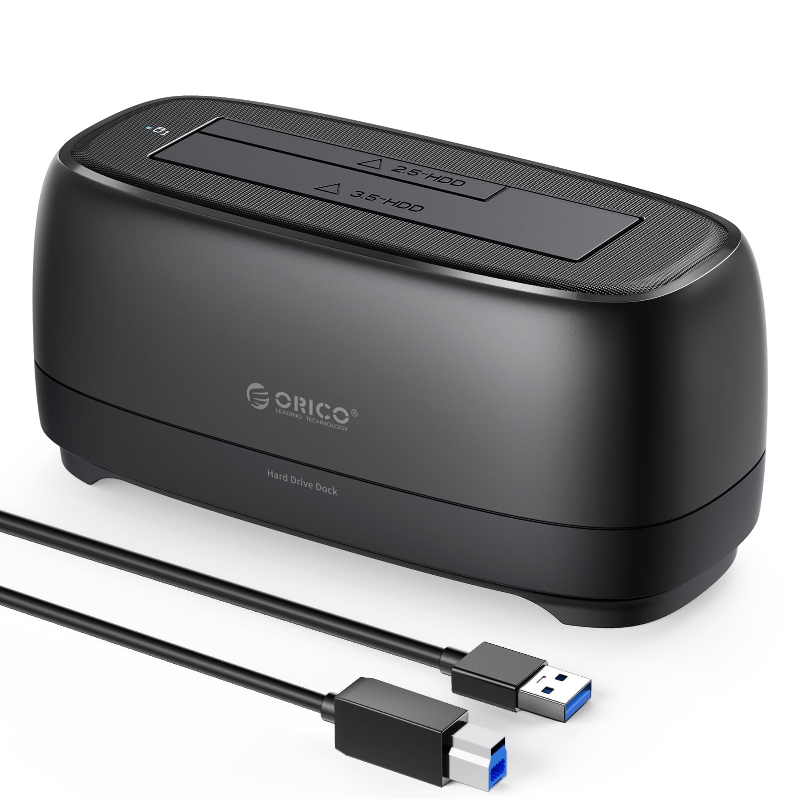 ORICO Hard Drive Docking Station with Offline Clone USB 3.2 Gen 1 to SATA Hard Drive Dock Dual Bay for 2.5&3.5 Inch SSD HDD Up to 40 TB with 12V Power Supply, Tool-Free and UASP Supported