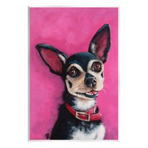 Stupell Industries Bold Pink Chihuahua Portrait Painting Unframed Art Print Wall Art, Design by Lucia Stewart