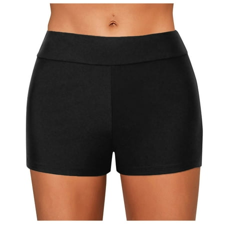 WERYOUNG Women Running High Waist Bikini Bottoms Swim Briefs Beach Shorts Swim Bikini Bottom Tankini Shorts Swimwear Beach Summer Tropical Brazilian Vacation Relaxed Fit Black XXL