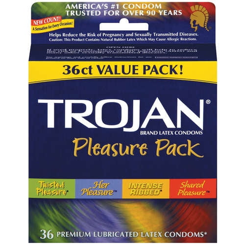 Trojan Pleasure Pack 36ct Assorted Latex Condoms