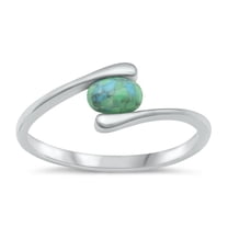 CHOOSE YOUR COLOR Simulated Turquoise Postmodern Ring .925 Sterling Silver Band Blue CZ Female Size 7
