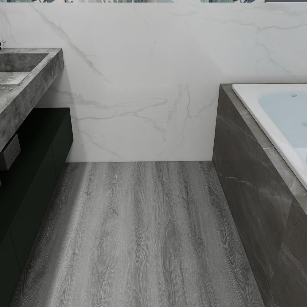 Wood Grain Peel And Stick Floor Tiles - 11.8" Width  Full Roll Length Of 394" Versatile Design For Any Space Ashline Rustic Self Adhesive Vinyl Flooring Waterproof Non-slip Features