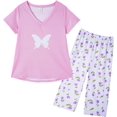 thumbnail image 1 of Women's Capri Pajama Sets Plus Size Sleepwear 2 Piece Ladies Sleep Set,Butterfly, 1 of 5