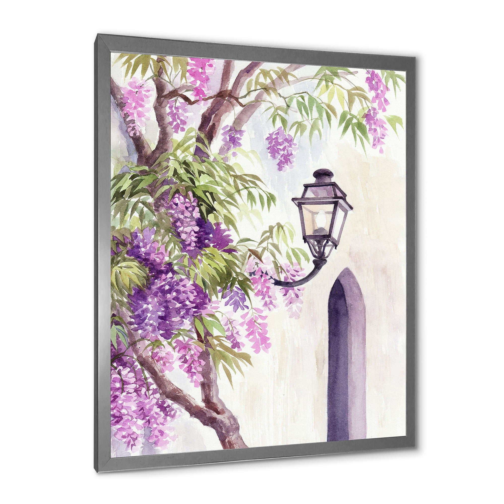 Designart 'Lantern and Wisteria' Traditional Framed Art Print