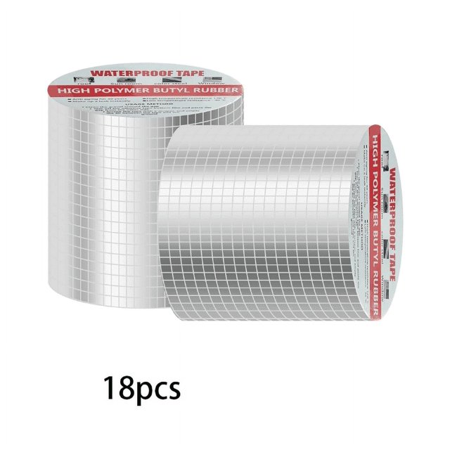 18 Rollos Cinta Impermeable de Butilo 100mmx5m - Cinta Adhesiva Impermeable, Cinta Adhesiva de Butilo, Cinta de Reparación de Butilo, Reparación de Fugas para Reparación de Techos, Betún, Parches Impe