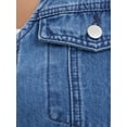 thumbnail image 5 of Women's Cropped Denim Vest V Neck Western Button Up Sleeveless Jean Waistcoat Jacket XL Blue, 5 of 6