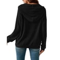 thumbnail image 3 of Wevis Women's Vertical Ribbed Hooded Sweatshirt, Long Sleeve Loose Pullover With Front Kangaroo Pocket, 3 of 5