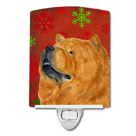 

Caroline s Treasures SS4709CNL Chow Chow Red and Green Snowflakes Holiday Christmas Ceramic Night Light 6x4x3
