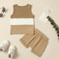 thumbnail image 4 of GYRATEDREAM Toddler Infant Baby Boy Summer Outfits Sleeveless Patchwork Pocket Tank Top and Casual Shorts Set 2 Piece Clothing Set for Coffee 2-3Y, 4 of 9