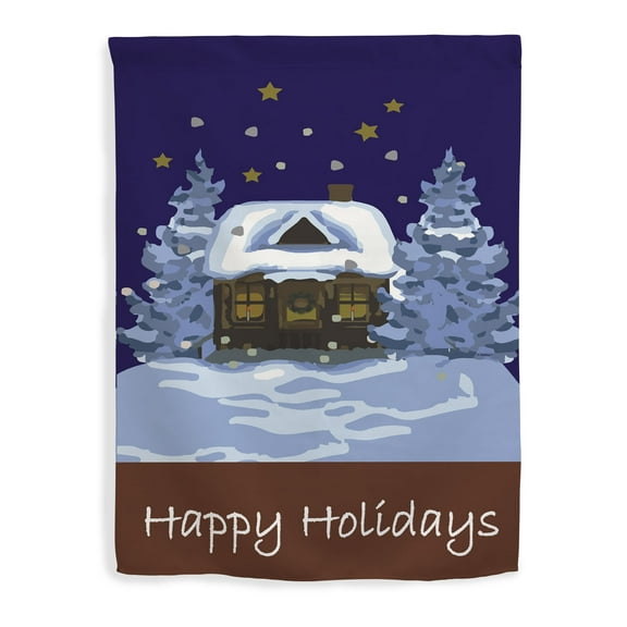 ThisWear Winter Decorations Happy Holidays Cottage Flag Winter Holiday Seasonal Decor Vertical House Flag