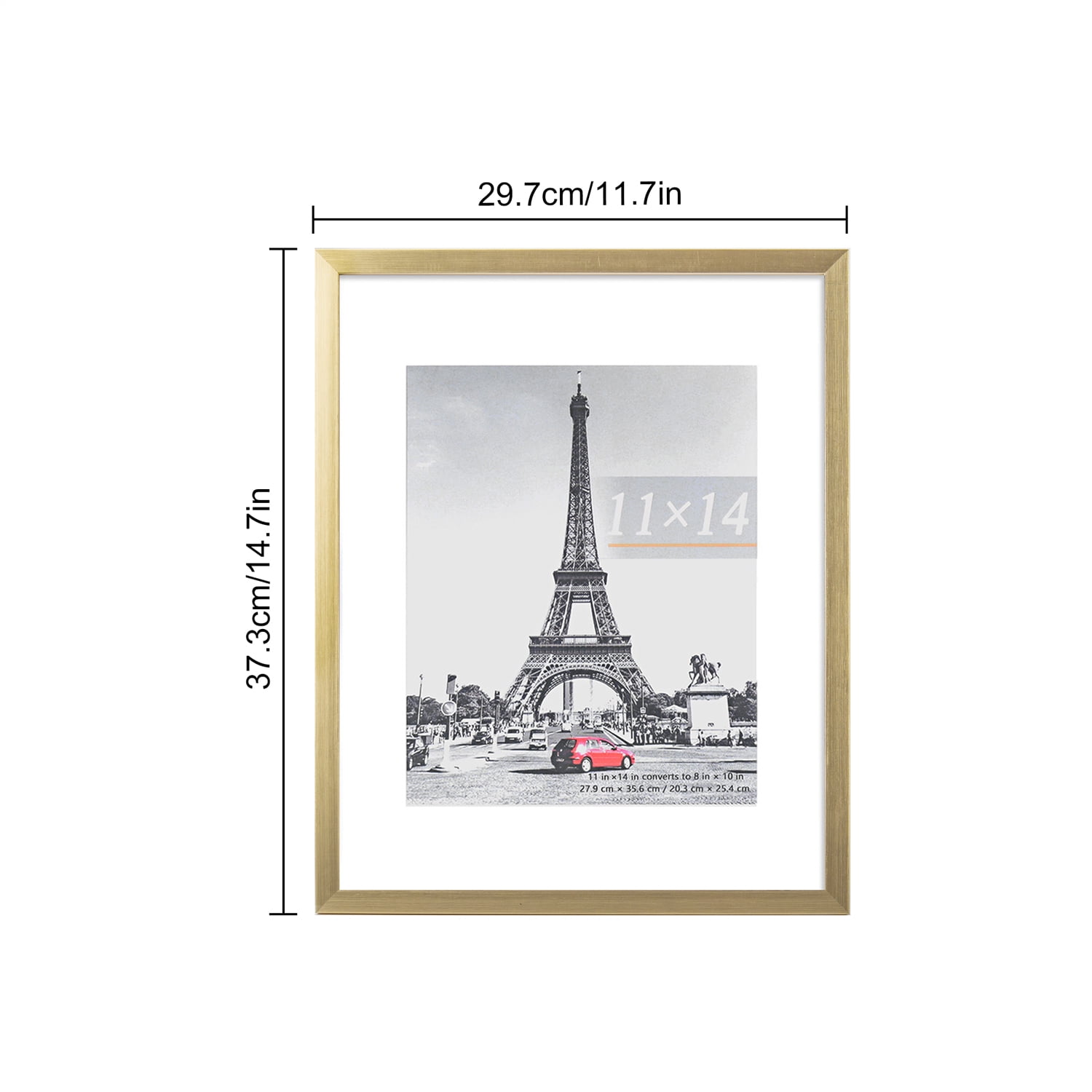 Scholartree 5-Pack Picture Frames, 8x10 with Mat & 11x14 Without Mat, Shatter-Safe Wall Gallery Set,Gold