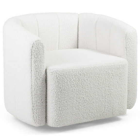 Spaco Modern Upholstered Sherpa Accent Chair with Curved Backrest and Armrests, Sofa Chair for Indoor as Home, White