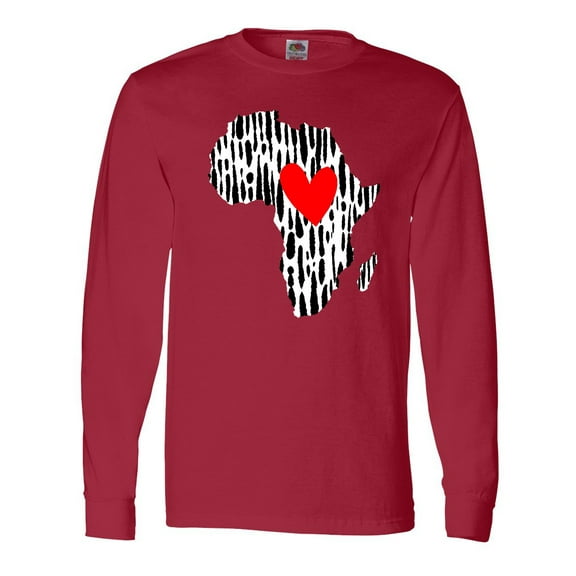 Inktastic Black History Month Ink Print African Heart Long Sleeve T-Shirt
