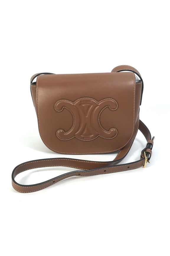 Pre-Owned CELINE 198263DU3 Crossbody Pochette Bag Shoulder Bag Tan Brown (Good)