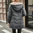 thumbnail image 4 of Wutalume Women's Solid Color Thick Long Sleeve Fashion Coat Jacket with Geometric Wave Hood, Mid Length Plush Insulated Coat for Cold Weather Comfort,Gray 2XL, 4 of 5