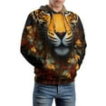 thumbnail image 5 of Tiger Face with Autumn Leaves Men's Women Vintage 3D Hooded Sweatshirt - All-Season Loose Fit Streetwear, 5 of 6