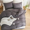 thumbnail image 6 of DuShow Seersucker Duvet Cover Queen Dark Gray-Solid Textured Bedding Cover Set,Soft Duvet Cover Set with Zipper Closure,Corner Ties(Dark Gray,90"x90"), 6 of 7