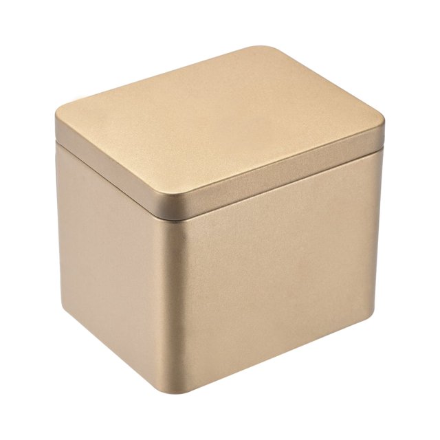 Metal Estaño Caja, 3uds 3.9 x 3.15 x 3.31 Rectangular Vacío Hojalata Almacenamiento Contenedores con Tapas, Dorado Tono