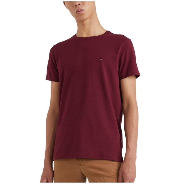 Tommy Hilfiger T-Shirt de Base en Coton Extensible pour Homme, Rouge, Très Grand