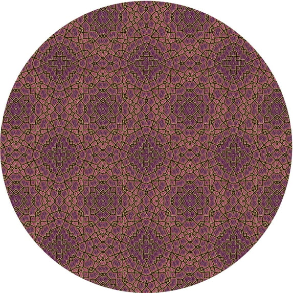 Ahgly Company Indoor Round Patterned Petra Gold Brown Area Rugs, 8' Round