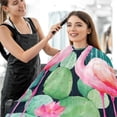 thumbnail image 5 of Dreamtimes Flamingo Flower Salon Cape, Hair Cutting Cape with Snaps, Professional Large Barber Stylist Hairdresser Cape, Waterproof Machine Washable, 65" x 55”, 5 of 7