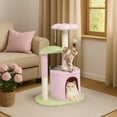 thumbnail image 6 of UBesGoo Cat Tree, 33in Multi-Level Tower for Play & Rest with Scratching Post, Curved Perch & Plush Bed，Pink, 6 of 7