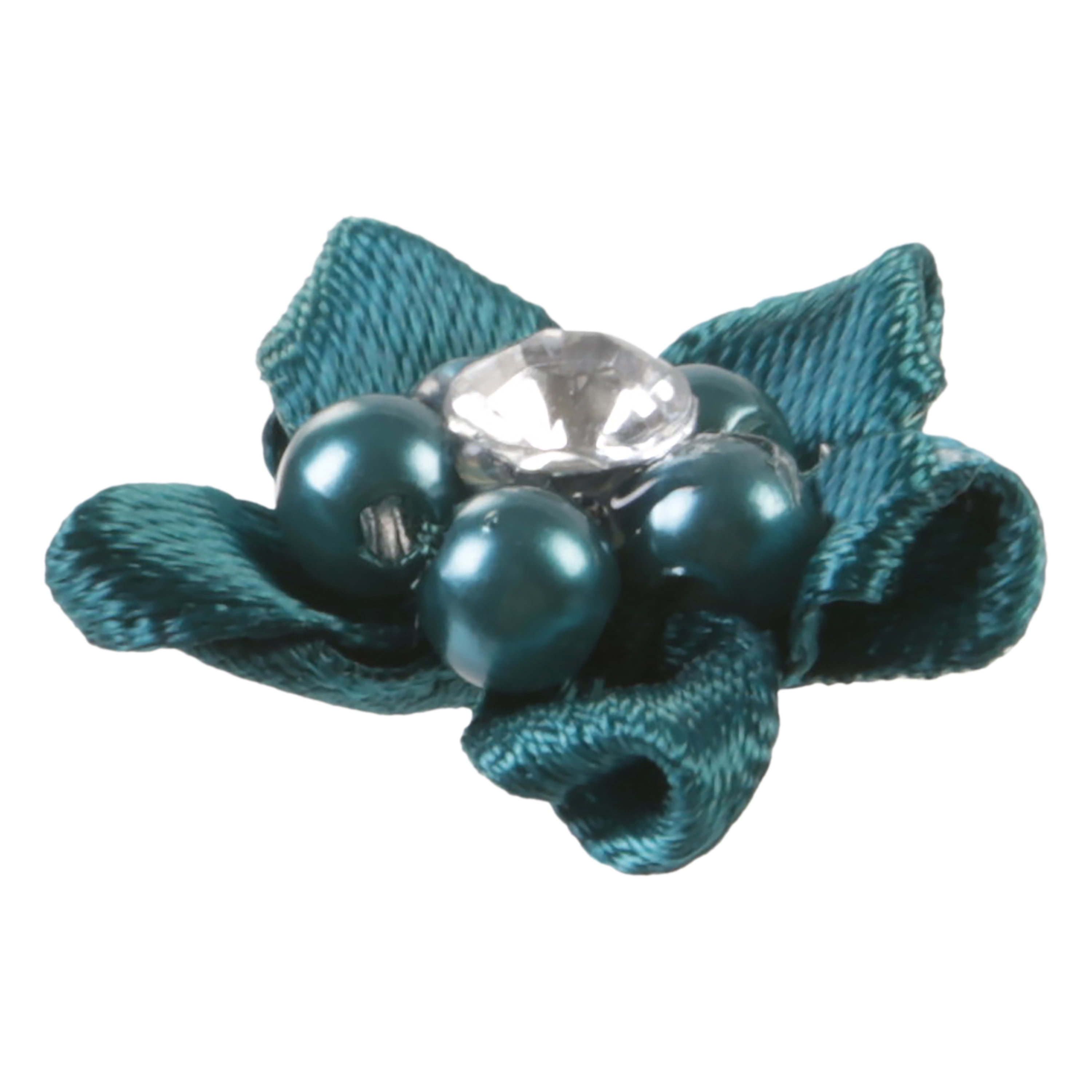 Offray Accessories, Teal 3/4 inch Value Pack 5 Petal Gem Flower Accessory for Wedding, Hair Clips, and Scrapbooking, 10 count, 1 Package