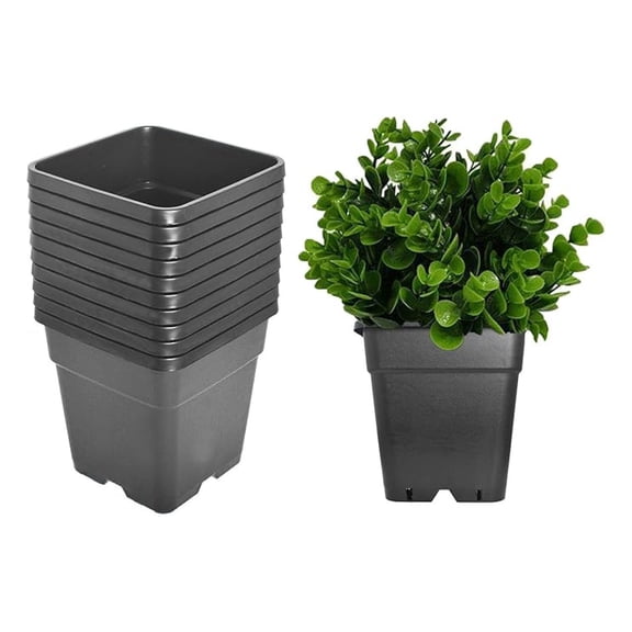 10-Pack 10 Gallon Square Plant Pot Black Container
