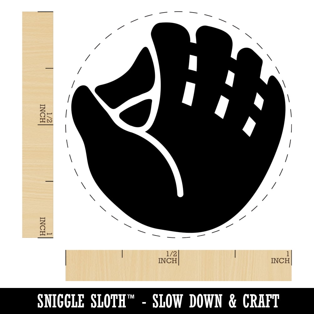 Baseball Glove Mitt Self-Inking Rubber Stamp Ink Stamper - Fuchsia Ink - Medium 1 Inch