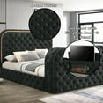 thumbnail image 5 of Acme Kana Queen Bed w/LED, Fireplace & TV Cabinet Black Upholstery Velvet, 5 of 9