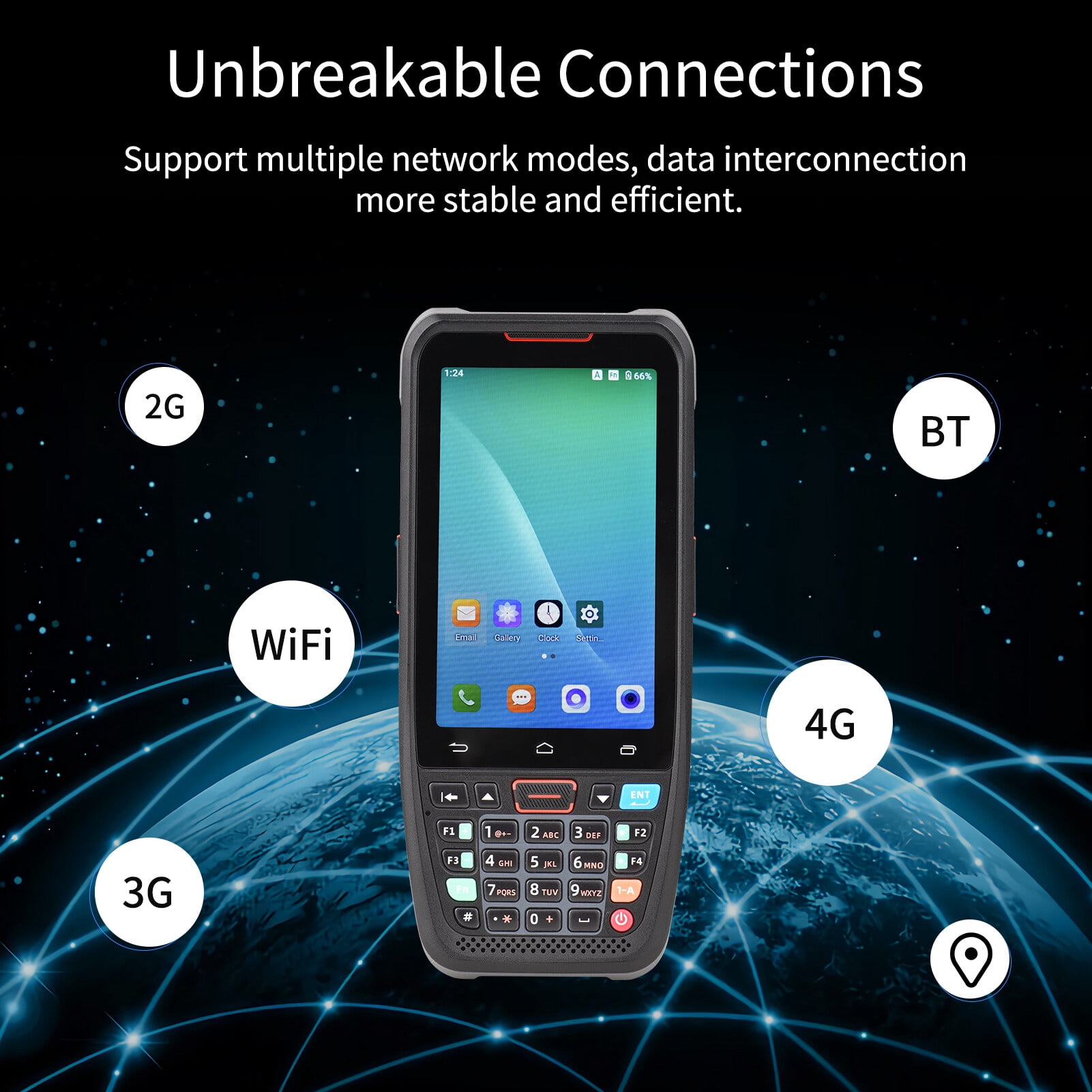 Handheld POS Android 10.0 PDA Terminal 1D/2D/QR Barcode Scanner Support 2/3/4G WiFi BT Communication with 4.0 Inch Touchscreen for Supermarket Restaurant Warehouse Retail Inventory Logistics