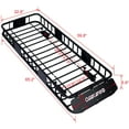 thumbnail image 4 of 64 Inch Universal Steel Rooftop Cargo Carrier Basket Heavy Duty Roof Rack for SUV Truck Jeep Overlanding Camping Gear Hauling Travel Off Road Black with Wind Fairing Tie Down Straps Easy Install, 4 of 20