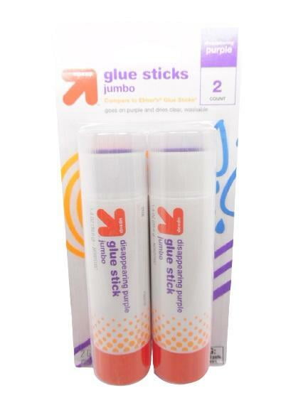 Up&Up Glue Stick Jumbo Disappearing Purple 2ct (Compare to Elmer's Glue Sticks)