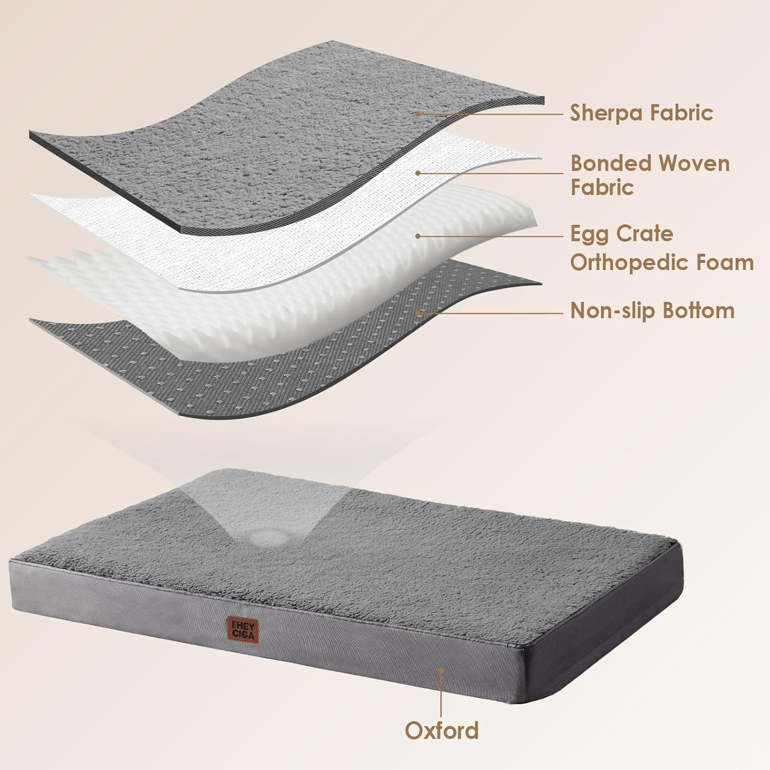 Orthopedic  Dog Bed with Removable Cover for Large Dogs, , 41x27