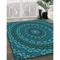 thumbnail image 3 of Ahgly Company Machine Washable Indoor Square Transitional Dark Turquoise Green Area Rugs, 6' Square, 3 of 7