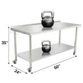 thumbnail image 2 of 60X24x35 Inch Stainless Steel Work Table with Double Shelf, Heavy Duty Prep Station for Kitchen Restaurant or Garage Storage, 2 of 8