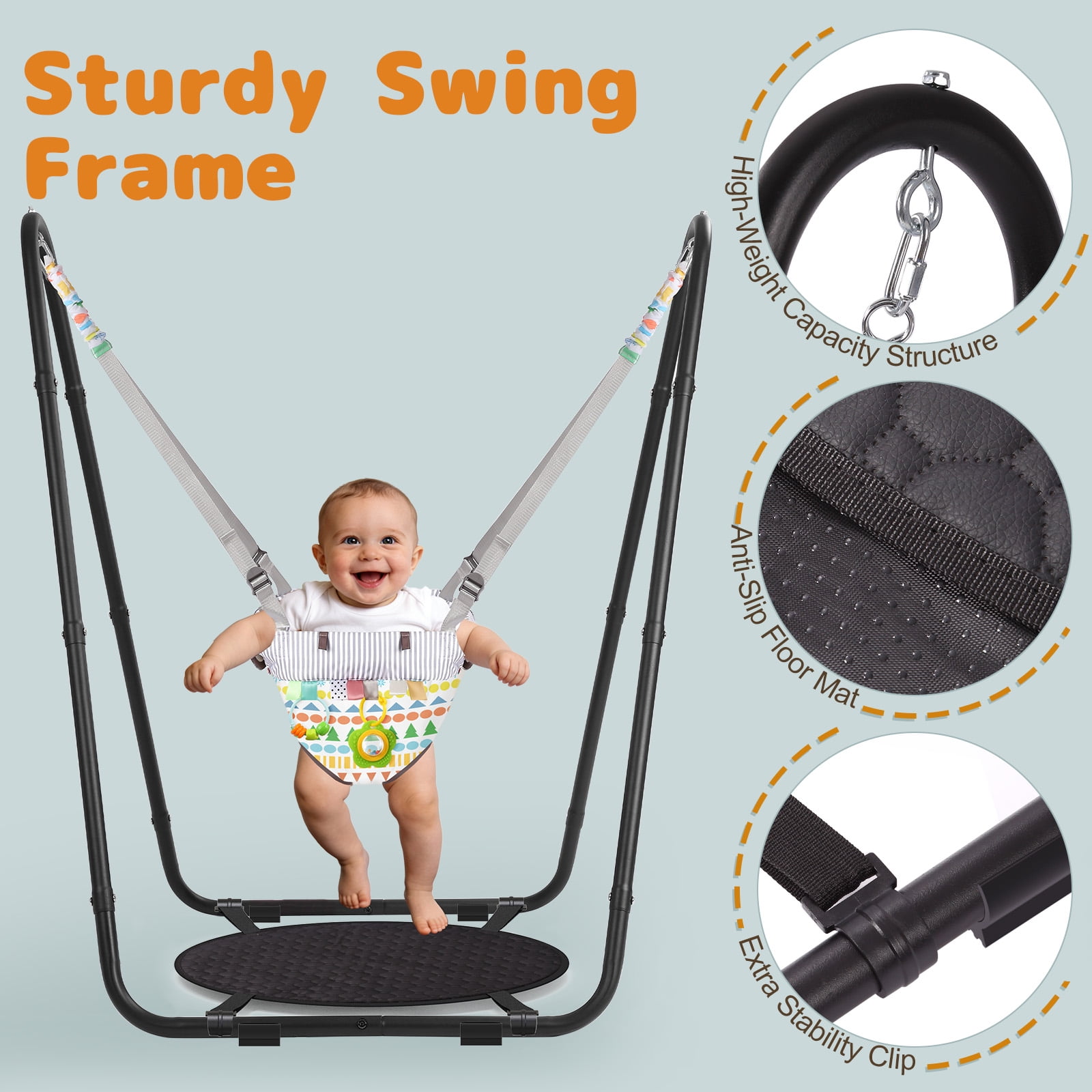 G TALECO GEAR Baby Swing with Soft Cushion, Portable Swing Sets for Backyard, Easy to Install, Adjustable Swing Outdoor for 0~10 Years