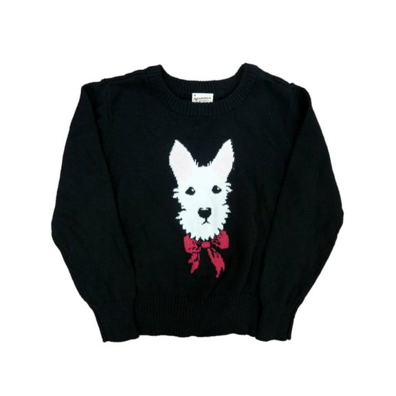 Girls & Toddler Black Scottie Dog Holiday Pullover Sweater 5