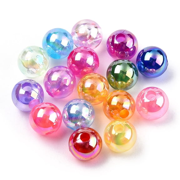 Transparent Acrylic Beads AB colors Plated Round Mixed color 8mm Hole: 2mm