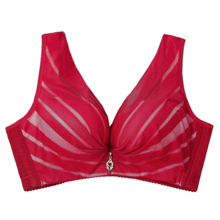 

SBYOJLPB Sexy Women Lady Lace Gathered Bra Adjustable Pair of Thin Breast Cup Underwear (Wine)