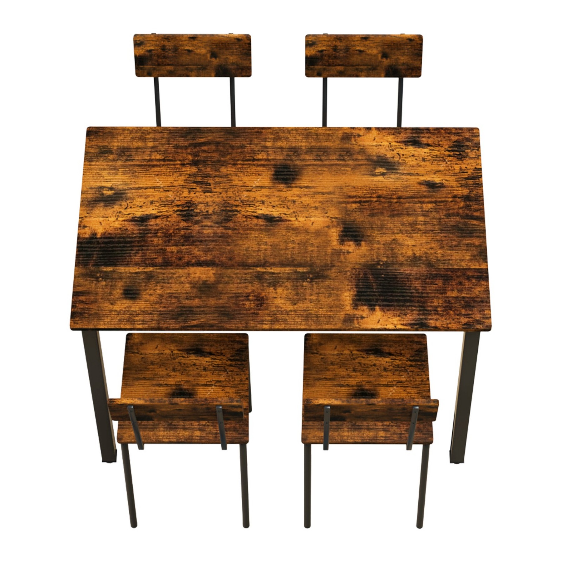 Leumius Dining Table Set for 4,Modern Wooden Kitchen Table, Square Dinette Set for Kitchen Dining Room,Dark Walnut 02