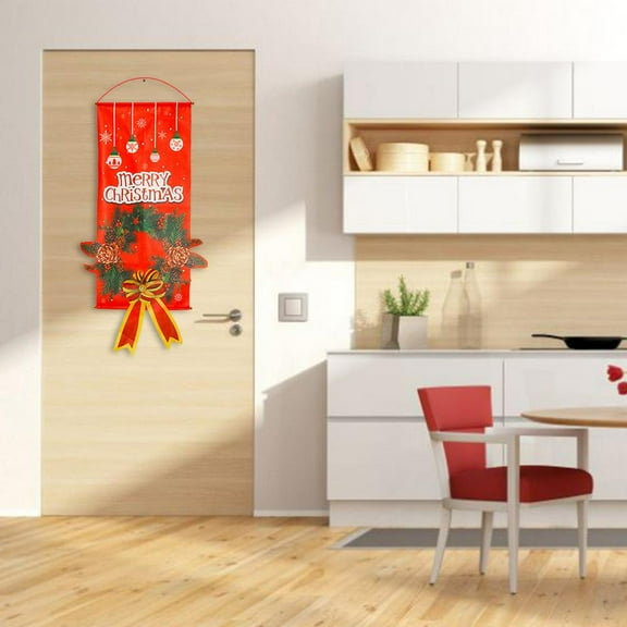 Christmas shopping mall decoration banner Store hotel door curtain decoration non-woven hanging cloth (1pcs)