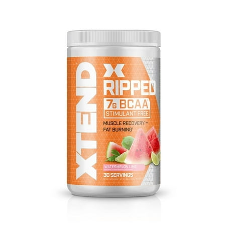 Xtend Ripped BCAA Powder, Stimulant Free Fat Burner + Sugar Free Post Workout Muscle Recovery Drink with Amino Acids, 7g BCAAs for Men &amp; Women, Watermelon Lime, 30 Servings