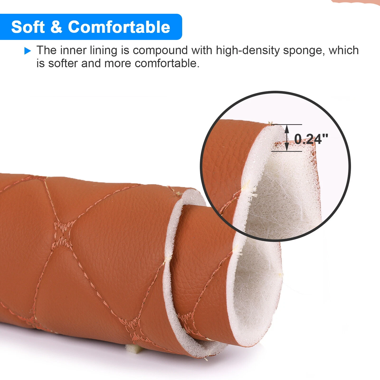 Telimocy 59" W Vinyl Faux Leather Fabric Diamond Quilted with 6mm Foam Backing for Car Headliner Upholstery DIY Furniture Decoration, Brown, Sold by Yard
