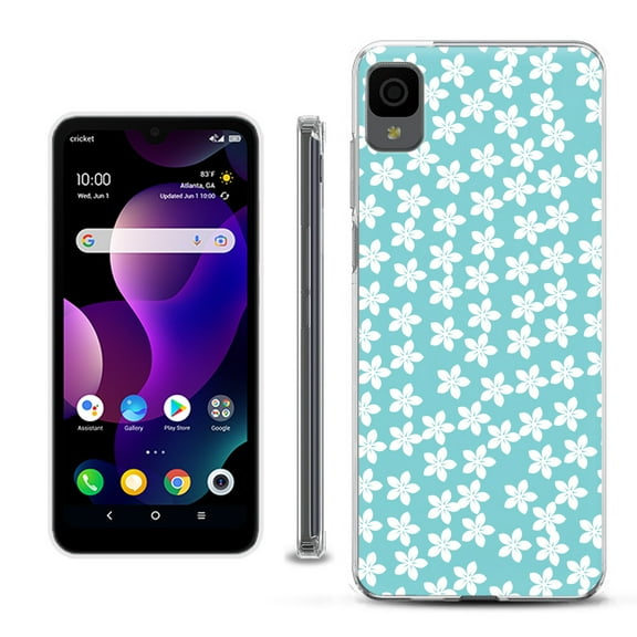 Slim-Fit Gel TPU Phone Case for TCL 30Z / 30 Z / 30 LE, by OneToughShield ® - Flower/Teal