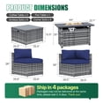 thumbnail image 6 of Clouddwell 11 Piece Patio Furniture Set with 44” Fire Pit Table Wicker Rattan Patio Conversation Set Outdoor Sectional Sofa Set with Coffee Table and Blue Cushions, 6 of 9